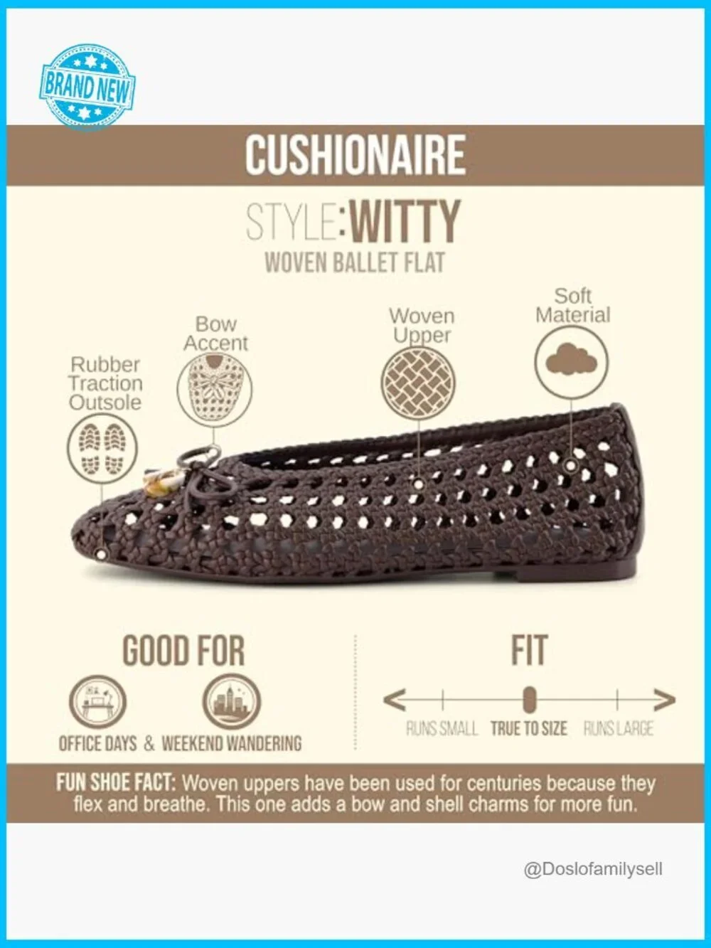 Woven Ballet Flats Pointed Toe Elegant Chic Memory Foam Comfortable Slip On